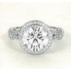 Natural Diamond Cathedral Engagement Ring 4.50 Carats White Gold 14K