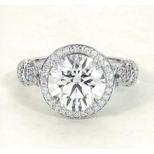 Natural Diamond Cathedral Engagement Ring 4.50 Carats White Gold 14K