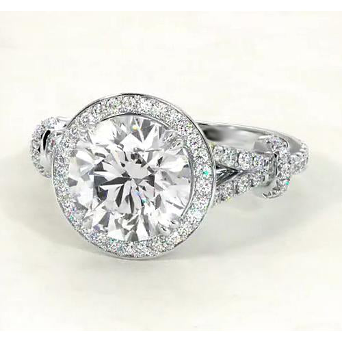 Natural Diamond Cathedral Engagement Ring 4.50 Carats White Gold 14K