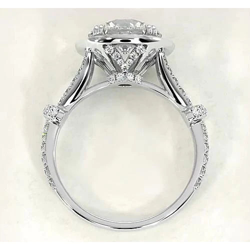 Natural Diamond Cathedral Engagement Ring 4.50 Carats White Gold 14K