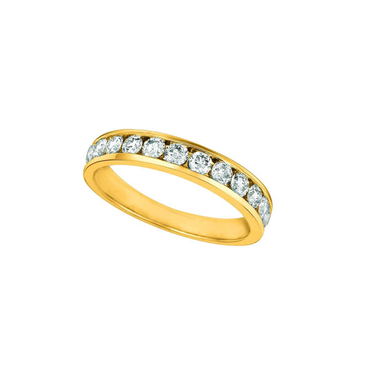 Natural Diamond Channel Set Eternity Band 0.75 Carats 14K Yellow Gold - Half Eternity Band-harrychadent.ca