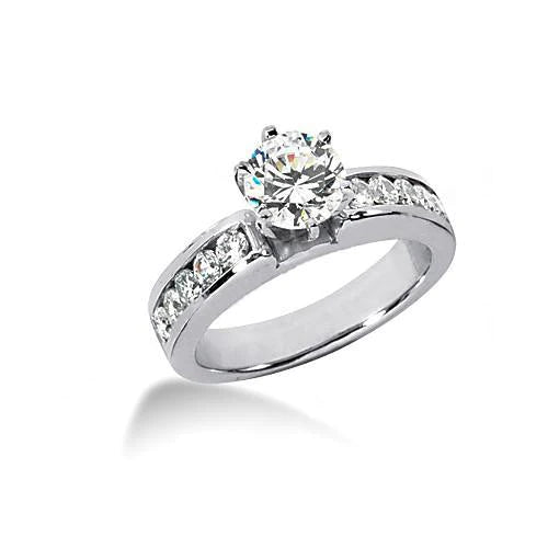 Natural Diamond Engagement Fancy Ring Set 2.11 Carats White Gold Jewelry