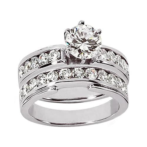 Natural Diamond Engagement Fancy Ring Set 2.11 Carats White Gold Jewelry New