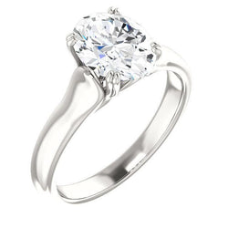 Natural Diamond Engagement Oval Solitaire Ring 3.50 Carats White Gold