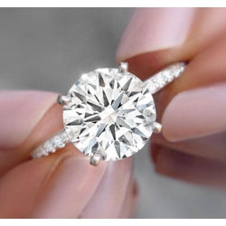 Natural Earth Mined Diamond Engagement Ring 2.50 Carats Round Diamonds White Gold 14K