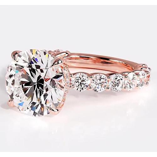 Natural Diamond Engagement Ring 6.40 Carats Rose Gold Women 