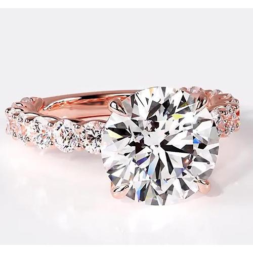 Natural Diamond Engagement Ring 6.40 Carats Rose Gold Jewelry