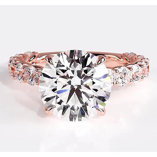 Natural Diamond Engagement Ring 6.40 Carats Rose Gold Women Jewelry