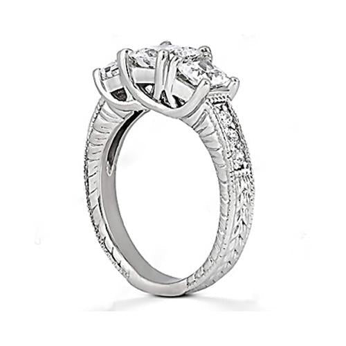 Natural Diamond Engagement Ring Vintage Style 2.12 Ct. White Gold 14K