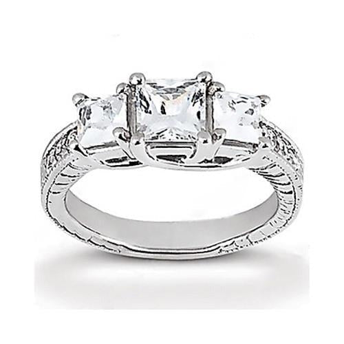 Natural Diamond Engagement Ring Vintage Style 2.12 Ct. White Gold 14K