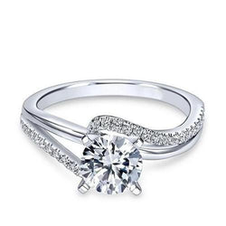 Natural Diamond Engagement Ring White Gold Solitaire With Accent 3.50 Ct