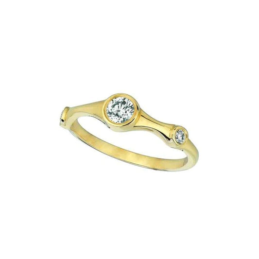Natural Diamond Fancy Ring 0.31 Carats 14K Yellow Gold Half Eternity Band