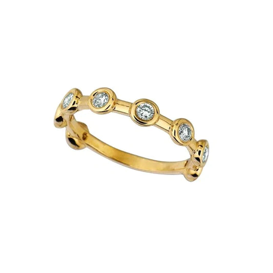 Natural Diamond Half Eternity Bubble Ring Band 0.50 Carats Bezel Yellow Gold