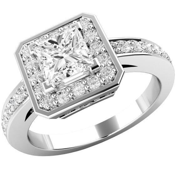 Natural Diamond Halo Anniversary Ring 3.85 Carats White Gold 14K