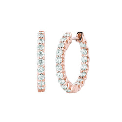 Natural Diamond Hoop Earrings 1.36 Carats 14K Rose Gold