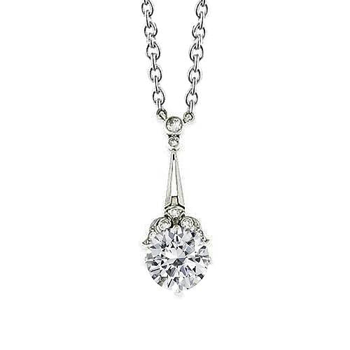 Natural Diamond Journey Pendant Necklace 1.25 Carats White Gold 14K