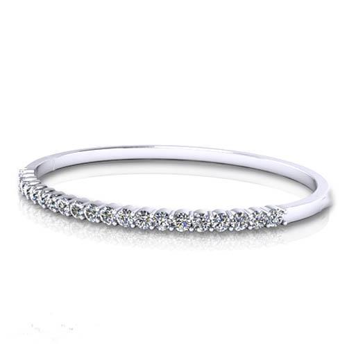 Natural Diamond Ladies Bangle 4.00 Carats 14K White Gold