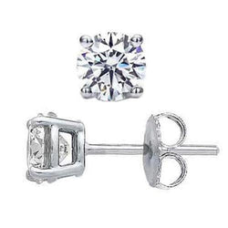 Natural Earth Mined Diamond Ladies Studs Earrings 1.50 Carats 14K White Gold