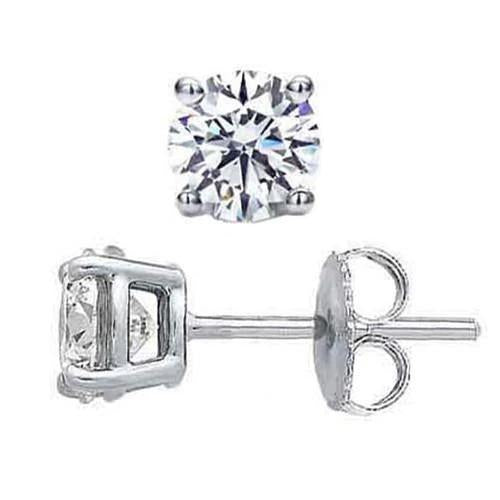 Natural Diamond Ladies Studs Earrings 1.50 Carats 14K White Gold