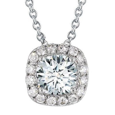 Natural Diamond Necklace Halo Pendant 2.50 Carats White Gold 14K - Pendant-harrychadent.ca