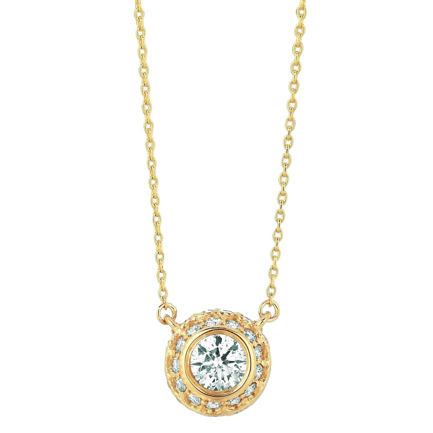 Natural Diamond Necklace Pendant 1 Carat 14K Yellow Gold Women Jewelry New