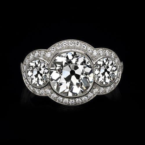 Natural Diamond Old Miner Anniversary Ring 3 Carats Bezel Set Ladies Gold Jewelry