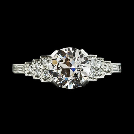 Natural Diamond Old Miner Engagement Ring 14K White Gold Jewelry 3.50 Carats