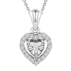 Natural Earth Mined Diamond Pendant Necklace Heart Shaped Round Brilliant Cut Mounting