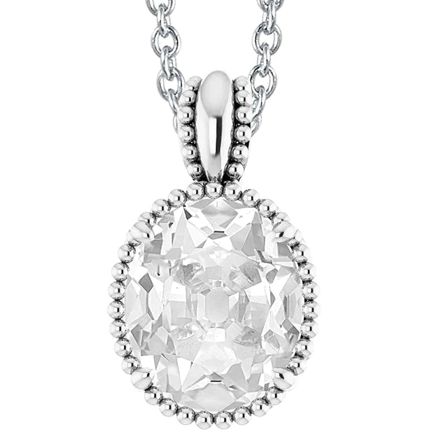 Natural Diamond Pendant Necklace Oval Old Mine Cut 5 Carats Ladies Jewelry 14K