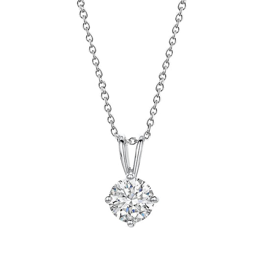 Natural Diamond Pendant Necklace With Chain 2.50 Ct Sparkling White Gold 14K