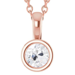 Natural Diamond Pendant Rose Gold Bezel Old Cut 2.50 Carats Slide Chain