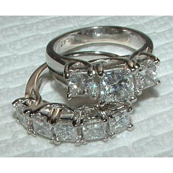 Natural Diamond Ring Engagement Band Set New 4.51 Carats 14K