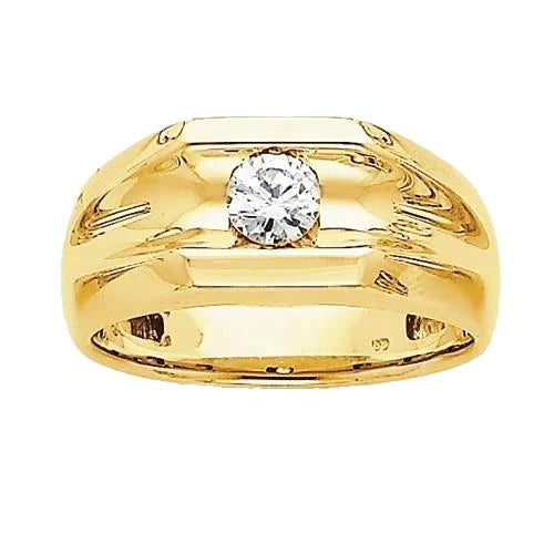 Natural Diamond Solitaire Engagement Men's Ring 0.50 Carats Yellow Gold 14K