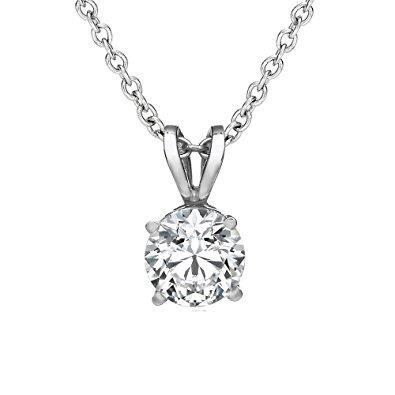 Natural Diamond Solitaire Necklace With Chain