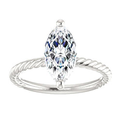 Natural Earth Mined Diamond Solitaire Ring 2 Carats Twisted Rope Style Women Jewelry