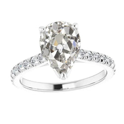Natural Diamond Solitaire Ring With Accents Round & Pear Old Miner 5.50 Carats