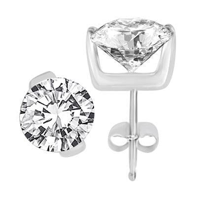 Natural Diamond Solitaire Stud Earrings 2 Carats Jewelry