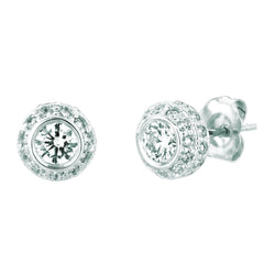 Natural Earth Mined Diamond Stud Earring 1.90 Carats 14K White Gold