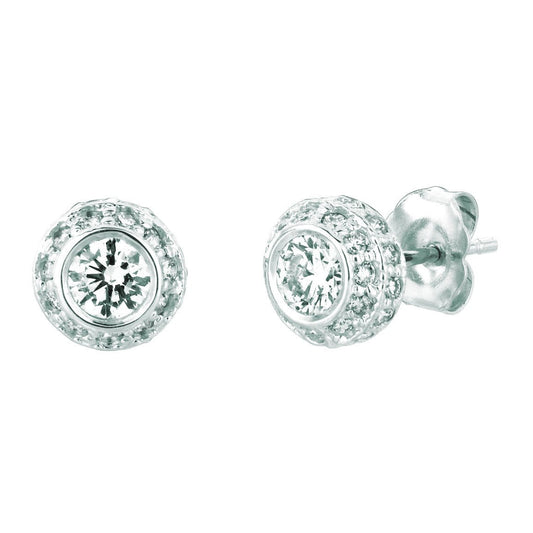 Natural Diamond Stud Earring 1.90 Carats 14K White Gold