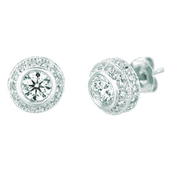 Natural Earth Mined Diamond Stud Earring 3 Carats 14K White Gold