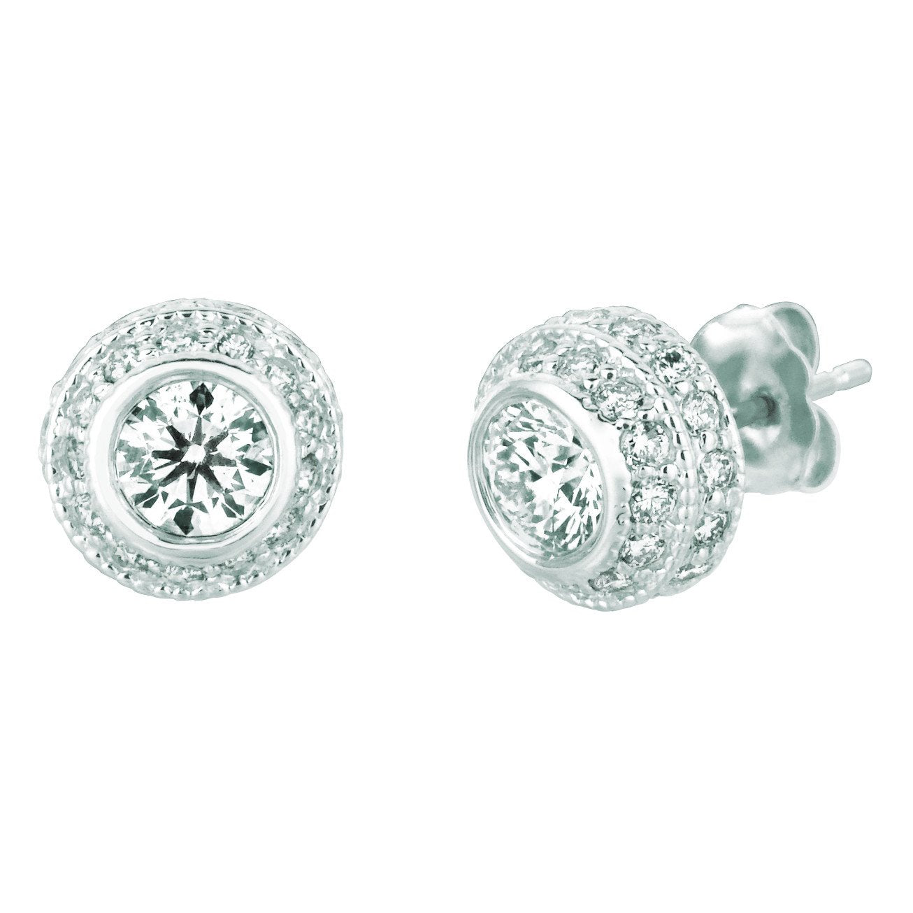 Natural Diamond Stud Earring 3 Carats 14K White Gold