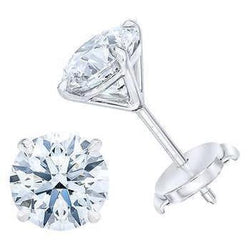 Natural Diamond Stud Earring 3 Carats Women White Gold Jewelry Sparkling