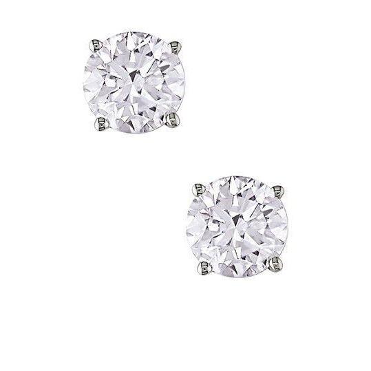 Natural Diamond Stud Earring Solid White Gold Women Jewelry 2 Carats
