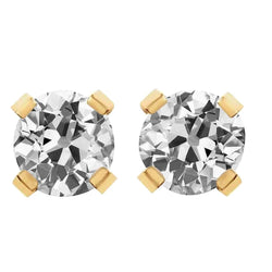 Natural Diamond Studs Round Old Miners 8 Carats Yellow Gold Women’s Jewelry
