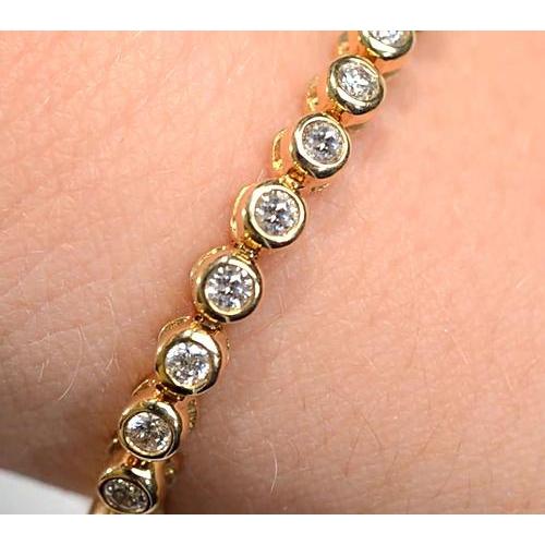 Natural Diamond Tennis Bracelet Women 5 Carats Yellow Gold Jewelry