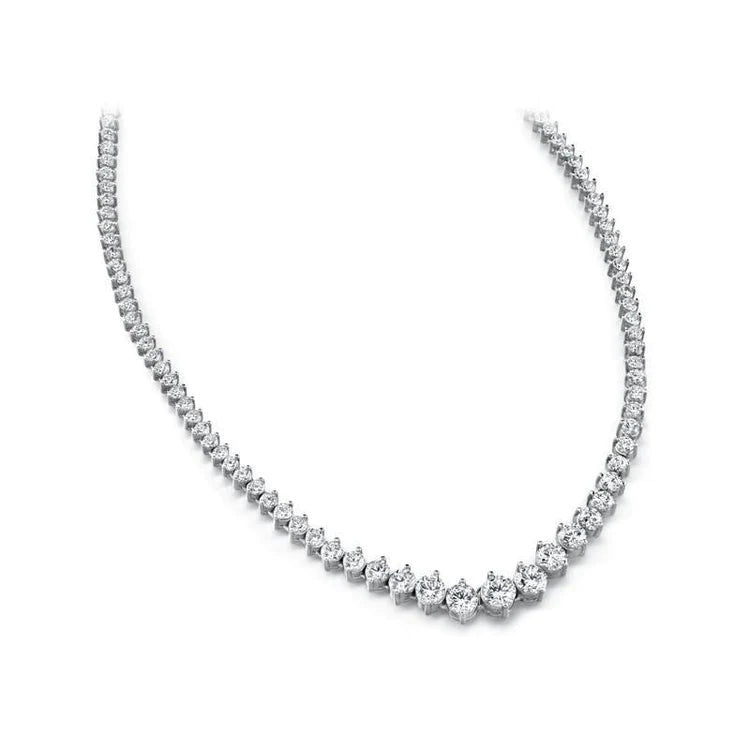 Natural Diamond Tennis Necklace 5 Carats White Gold 14K