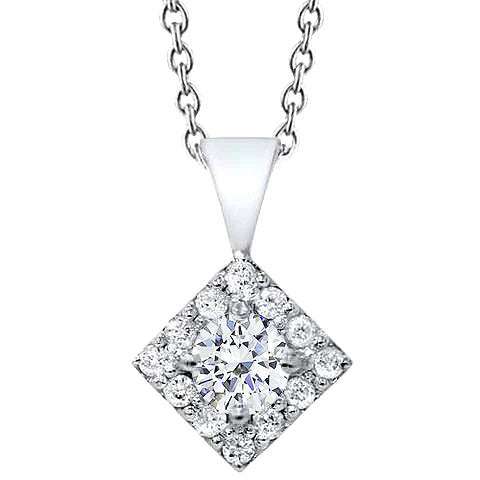 Natural Diamond Women Necklace Square Pendant 1.70 Ct Brilliant Cut WG 14K