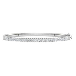 Natural Diamond Women Tennis Bangle 2.50 Ct 14K White Gold