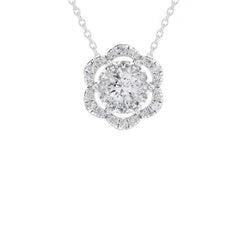 Natural Diamonds Pendant Necklace 3.00 Carats White Gold 14K