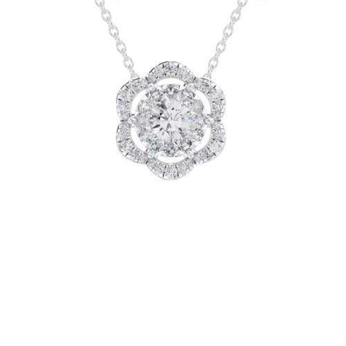 Natural Diamonds Pendant Necklace 3.00 Carats White Gold 14K